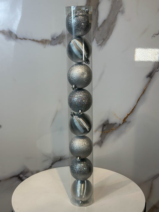 Bolas Navideñas Plateado - 8cm (Tarro X 8 unidades)
