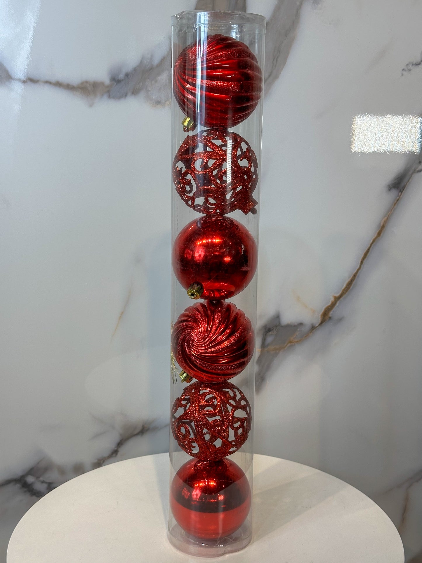 Bolas Navideñas Rojas - 10cm (Tarro X 6 unidades) Luxury