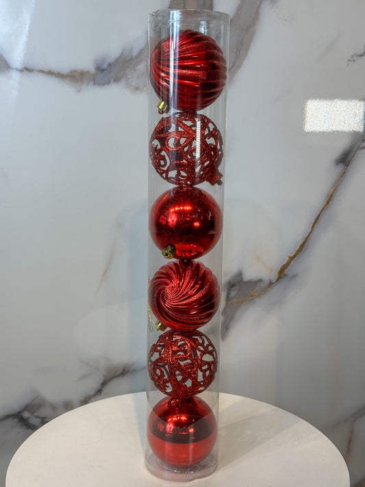 Bolas Navideñas Rojas - 10cm (Tarro X 6 unidades) Luxury