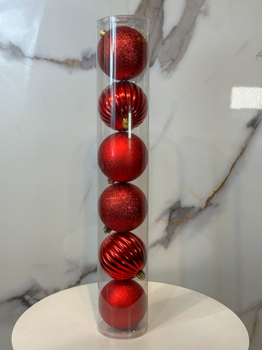 Bolas Navideñas Rojas - 10cm (Tarro X 6 unidades)