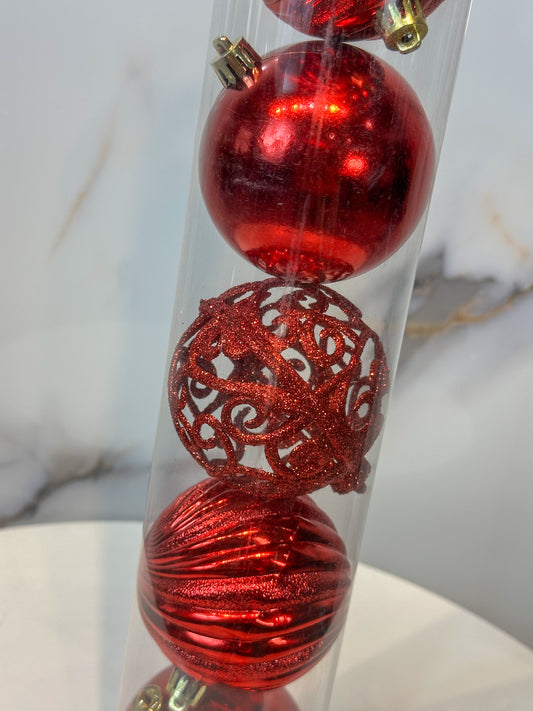 Bolas Navideñas Rojas - 8cm (Tarro X 8 unidades) Luxury