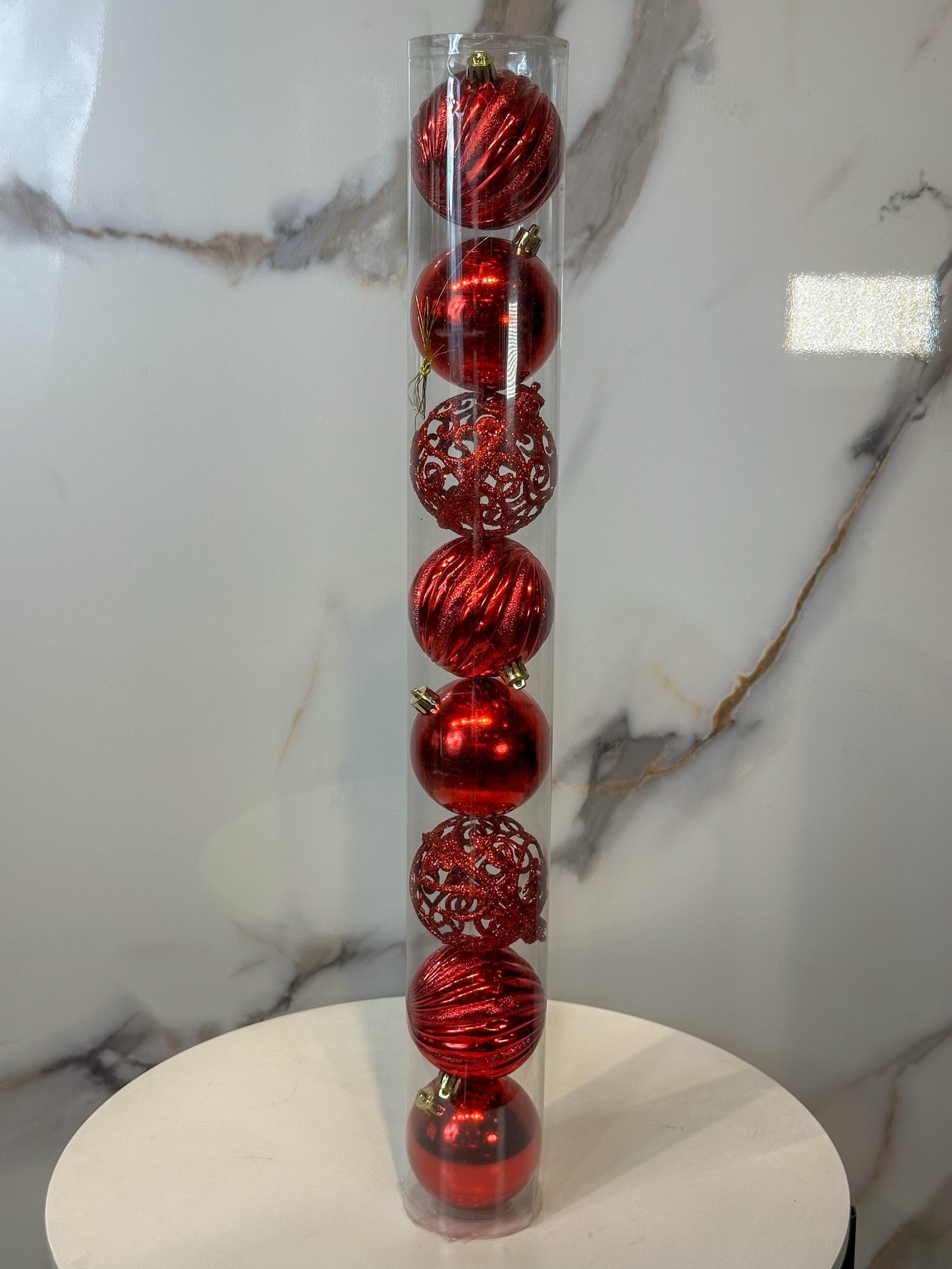 Bolas Navideñas Rojas - 8cm (Tarro X 8 unidades) Luxury