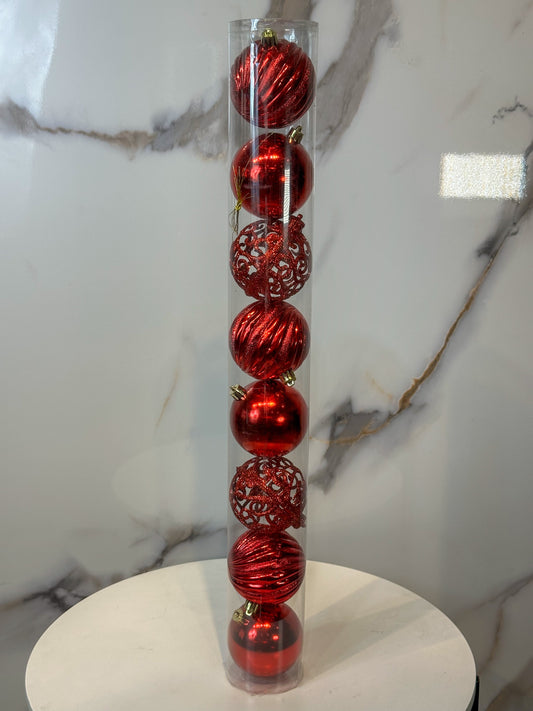 Bolas Navideñas Rojas - 8cm (Tarro X 8 unidades) Luxury