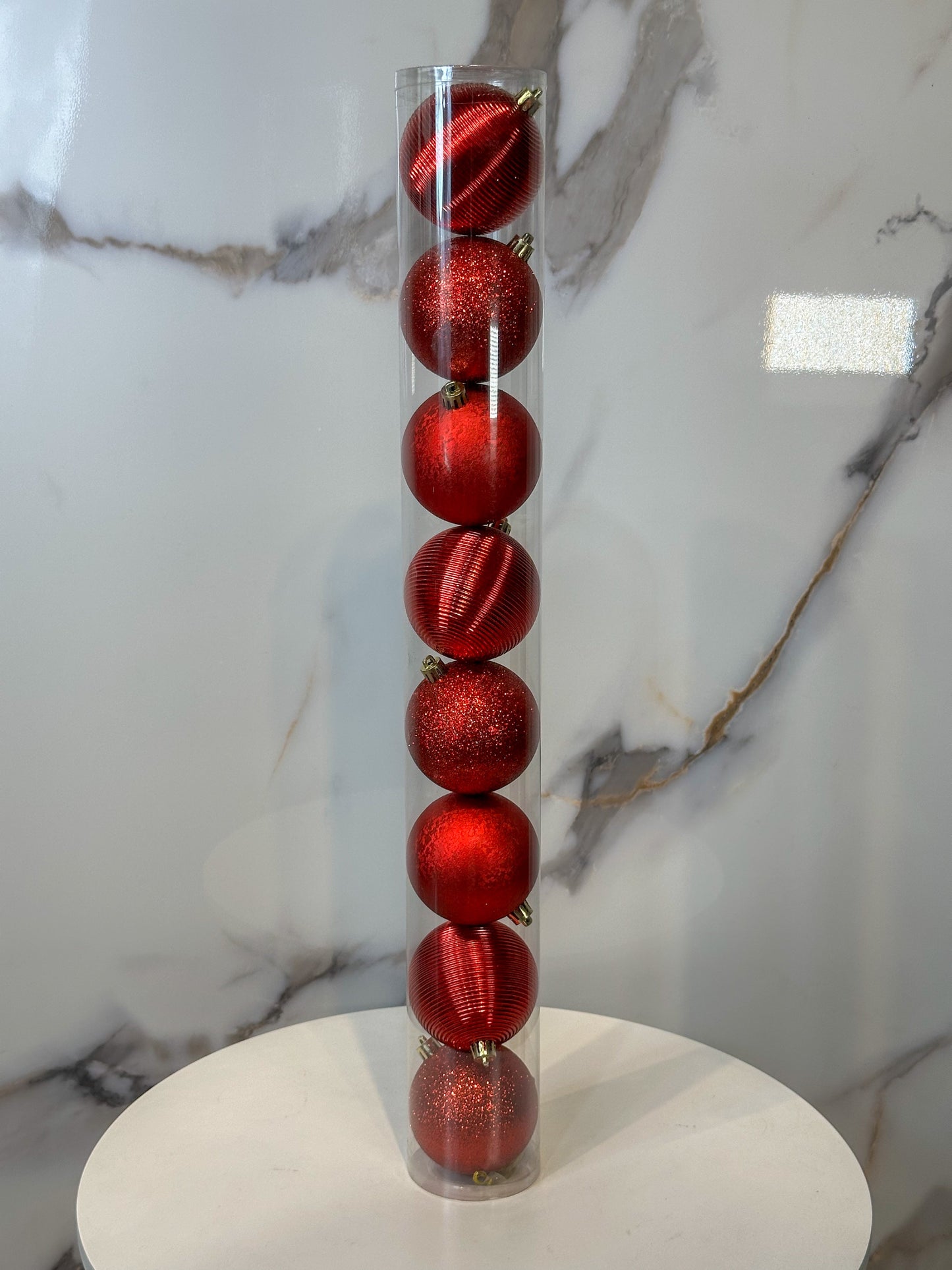 Bolas Navideñas Rojas - 8cm (Tarro X 8 unidades)
