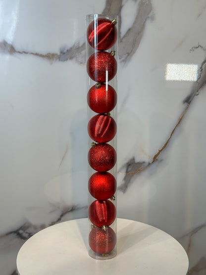 Bolas Navideñas Rojas - 8cm (Tarro X 8 unidades)