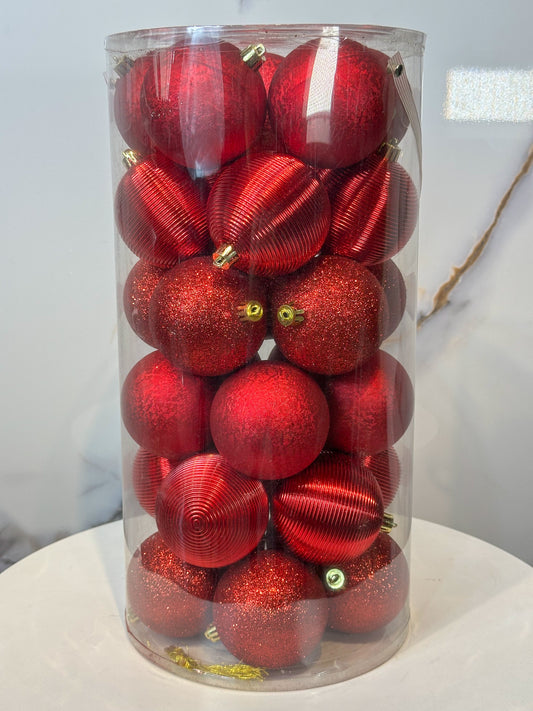 Bolas Navideñas Rojas - 8cm (Tibungo X 30 unidades)