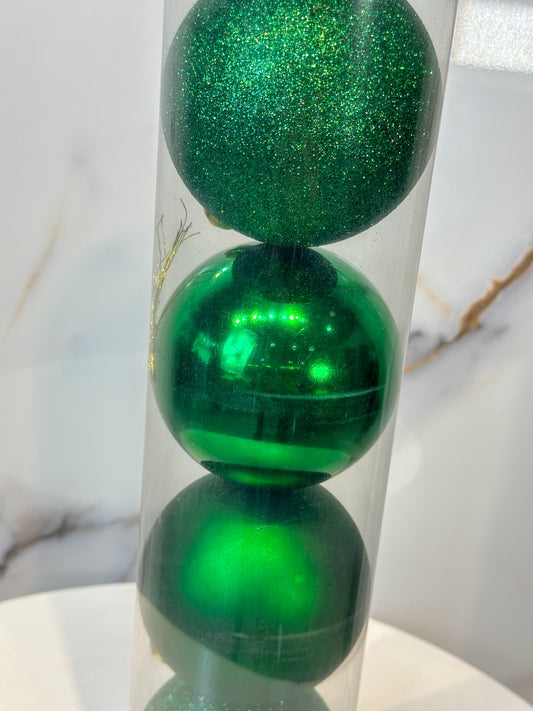 Bolas Navideñas Verde Esmeralda 10cm (Tarro X 6 unidades)