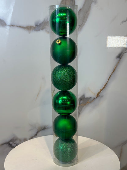 Bolas Navideñas Verde Esmeralda 10cm (Tarro X 6 unidades)