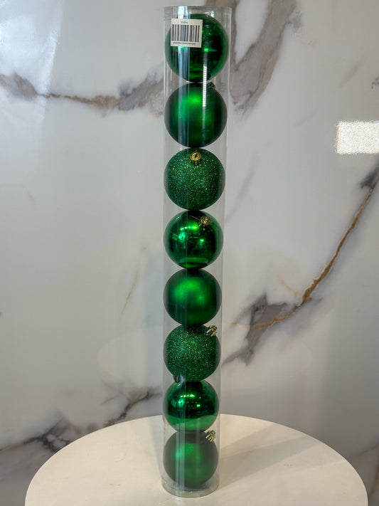 Bolas Navideñas Verde Esmeralda 8cm (Tarro X 8 unidades)