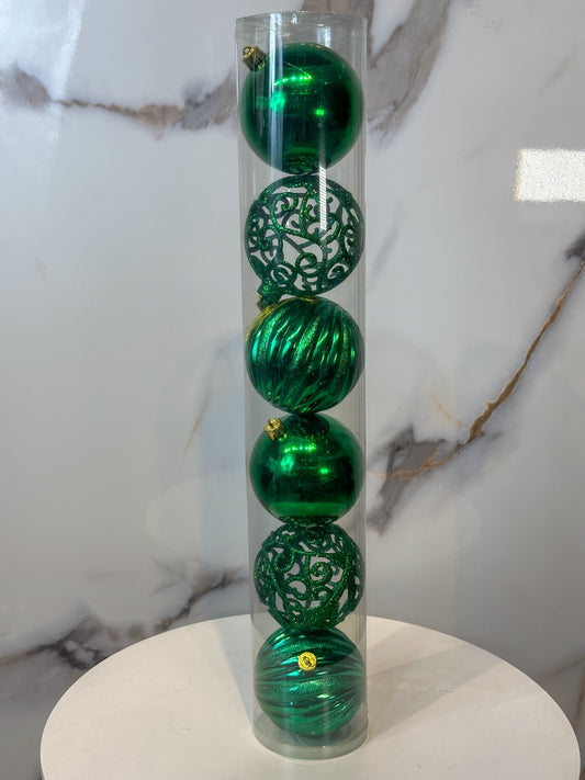 Bolas Navideñas Verde Esmerlada - 10cm (Tarro X 6 unidades) Luxury